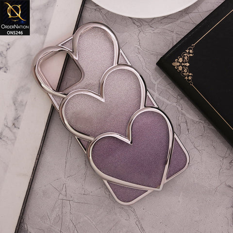 IPhone 12 Cover - Purple - New Trendy 3D Heart Gradient Bling Glitter Electroplating Borders Soft Case - (Glitter Does Not Move)