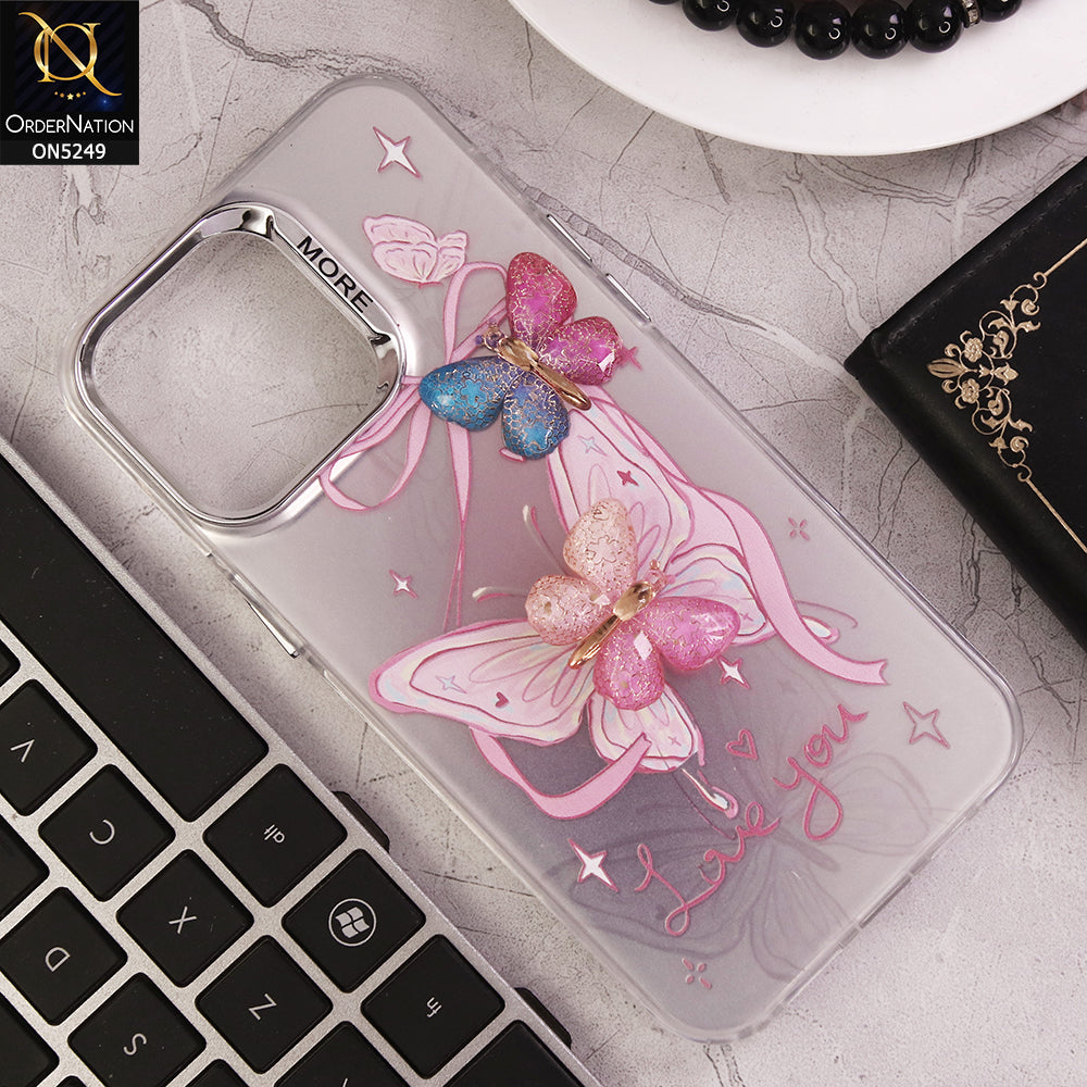 iPhone 13 Pro Max Cover - Design 3 - New Love Butterfly Series Soft Border Protective Case