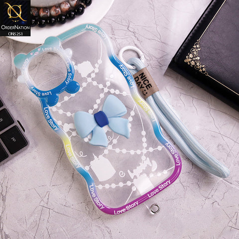 iPhone 11 Cover - Cyan - New Love Story Cute 3D Bow Knot Soft Silicone Protective Case