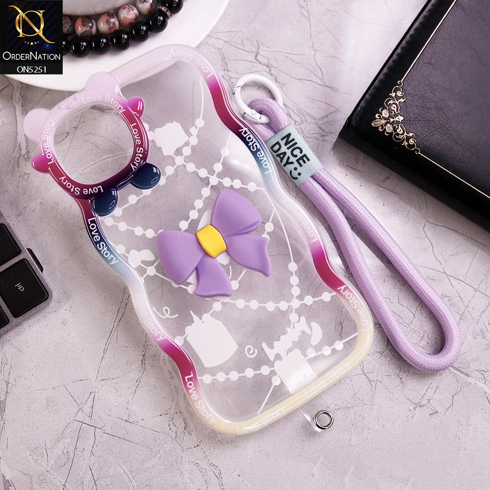 iPhone 11 Pro Max Cover - Purple - New Love Story Cute 3D Bow Knot Soft Silicone Protective Case