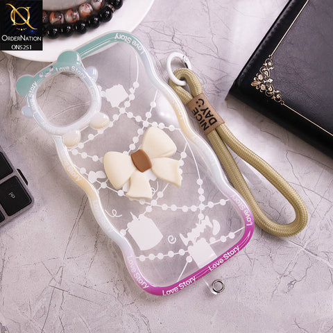 iPhone 11 Pro Max Cover - White - New Love Story Cute 3D Bow Knot Soft Silicone Protective Case