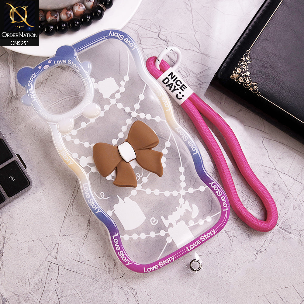 iPhone 12 Cover - Brown - New Love Story Cute 3D Bow Knot Soft Silicone Protective Case