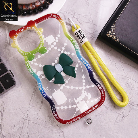 iPhone 12 Cover - Dark Green - New Love Story Cute 3D Bow Knot Soft Silicone Protective Case