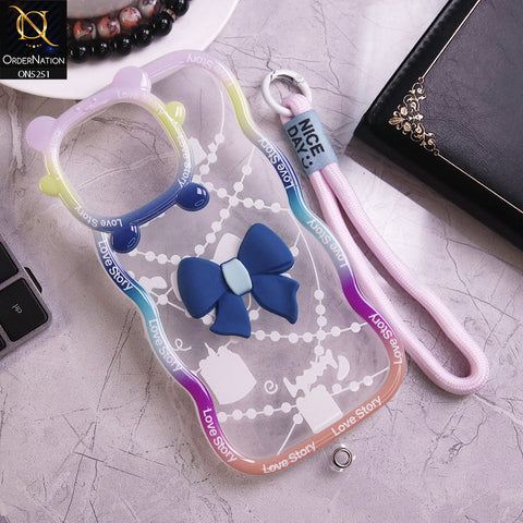 iPhone 12 Pro Max Cover - Blue - New Love Story Cute 3D Bow Knot Soft Silicone Protective Case