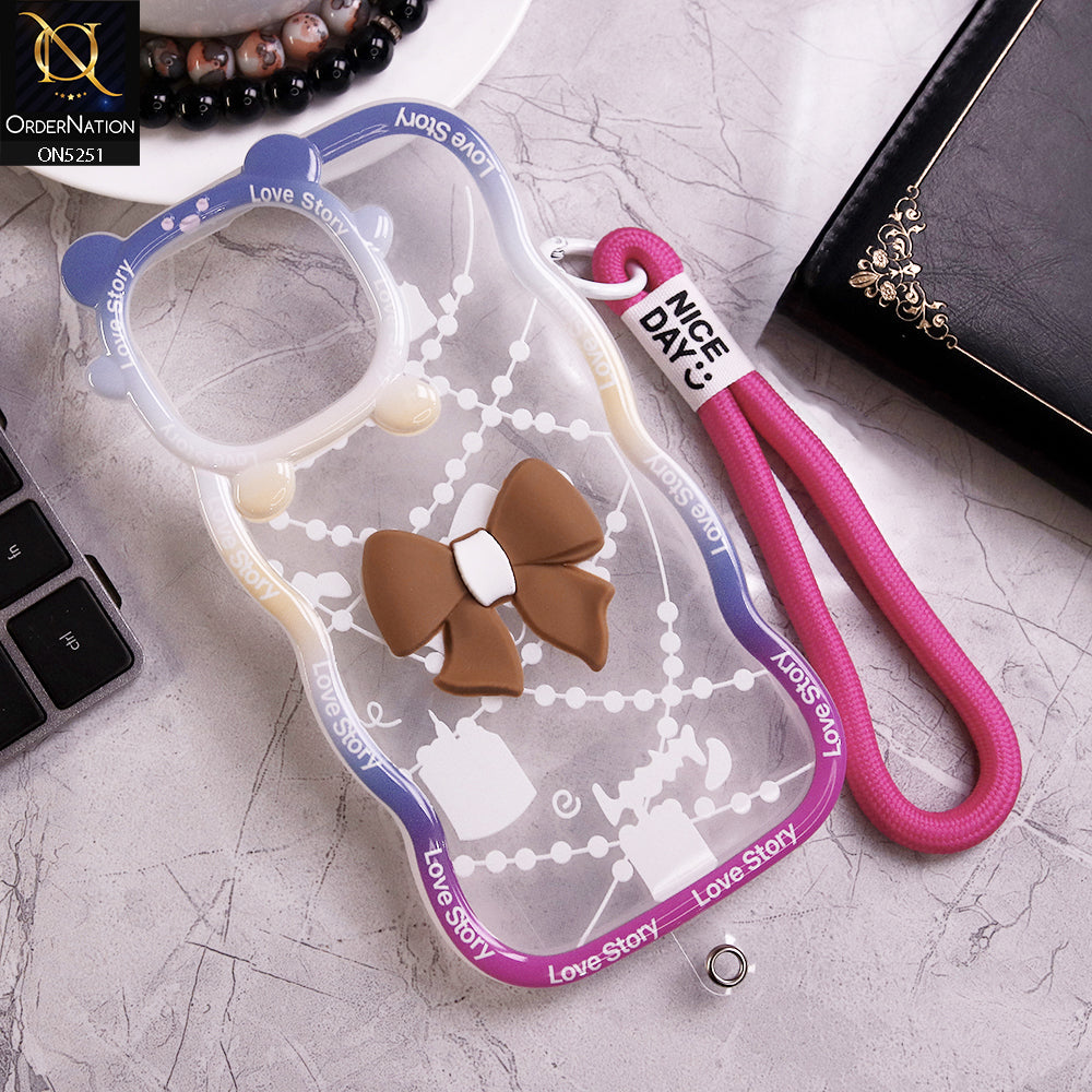 iPhone 12 Pro Max Cover - Brown - New Love Story Cute 3D Bow Knot Soft Silicone Protective Case