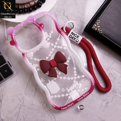 iPhone 12 Pro Max Cover - Red - New Love Story Cute 3D Bow Knot Soft Silicone Protective Case