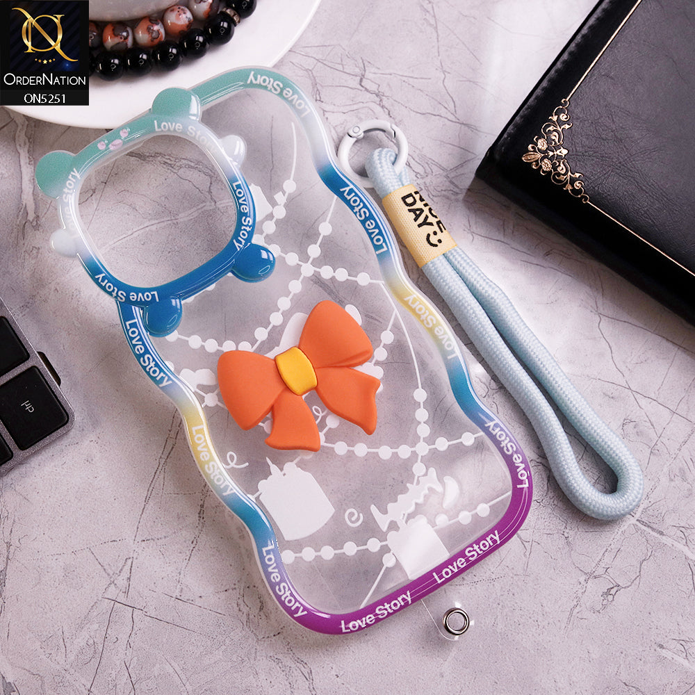 iPhone 13 Pro Max Cover - Orange - New Love Story Cute 3D Bow Knot Soft Silicone Protective Case