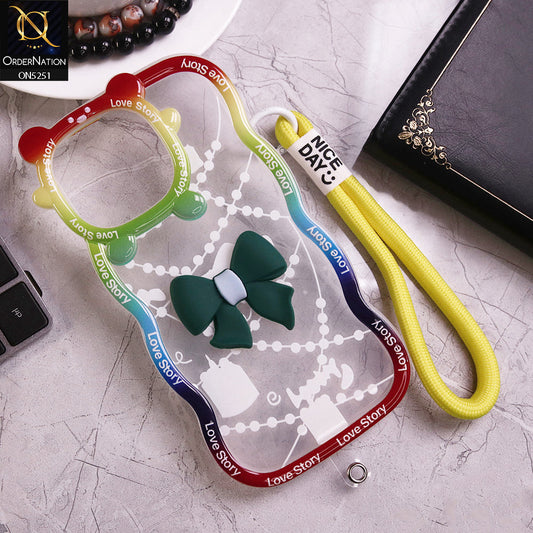 iPhone 14 Pro Max Cover - Dark Green - New Love Story Cute 3D Bow Knot Soft Silicone Protective Case