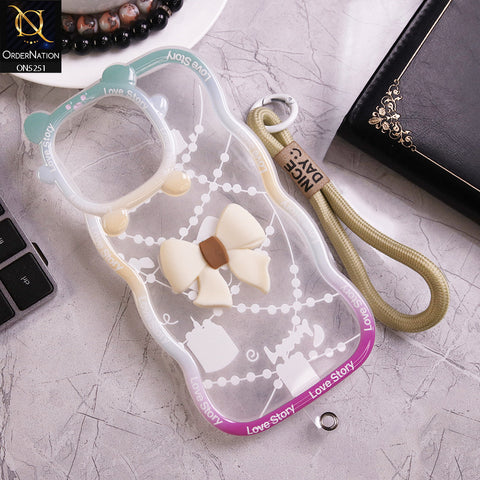 iPhone 14 Pro Max Cover - White - New Love Story Cute 3D Bow Knot Soft Silicone Protective Case