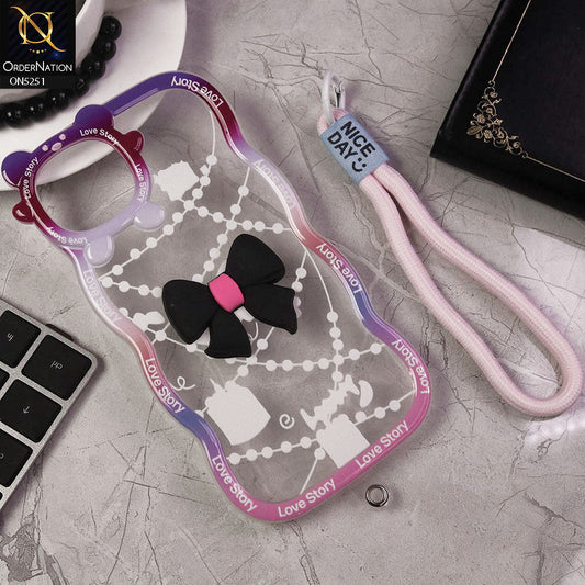 iPhone 15 Plus Cover - Black - New Love Story Cute 3D Bow Knot Soft Silicone Protective Case