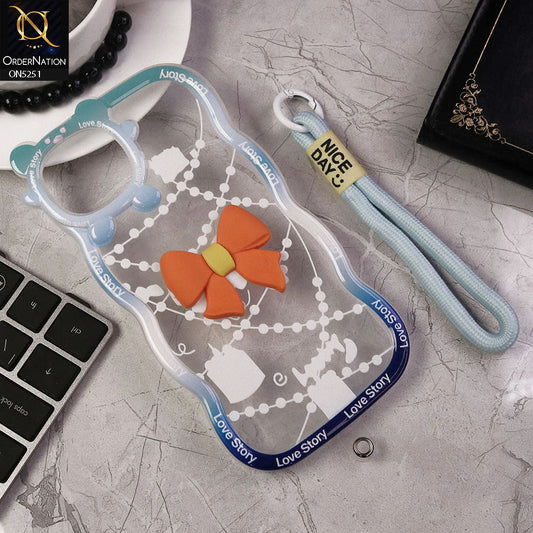 iPhone 15 Plus Cover - Orange - New Love Story Cute 3D Bow Knot Soft Silicone Protective Case