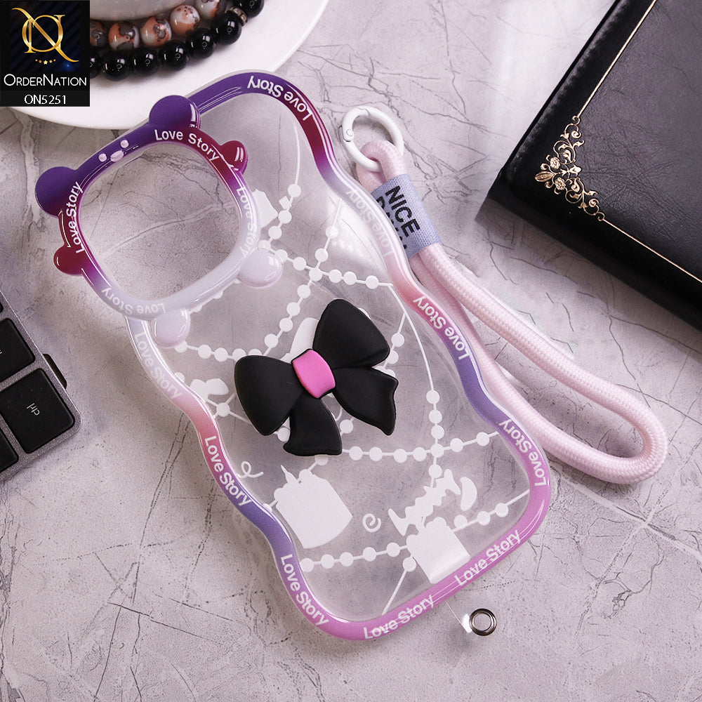 iPhone 15 Pro Max Cover - Black - New Love Story Cute 3D Bow Knot Soft Silicone Protective Case