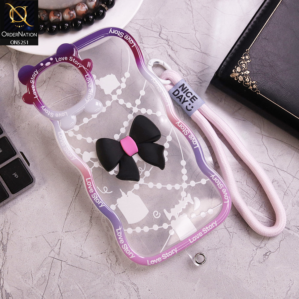 iPhone 8 Plus / 7 Plus Cover - Black - New Love Story Cute 3D Bow Knot Soft Silicone Protective Case