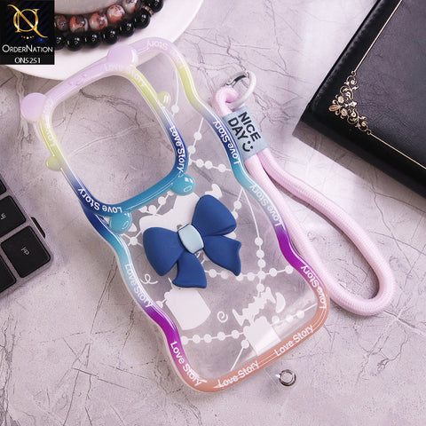 Xiaomi Redmi Note 13R Cover - Blue - New Love Story Cute 3D Bow Knot Soft Silicone Protective Case