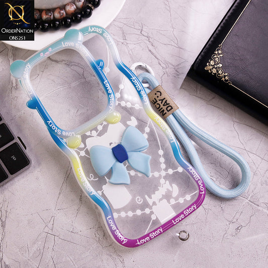 Xiaomi Redmi Note 13R Cover - Cyan - New Love Story Cute 3D Bow Knot Soft Silicone Protective Case