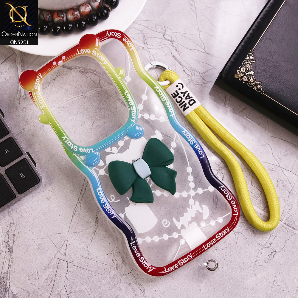 Xiaomi Redmi Note 13R Cover - Dark Green - New Love Story Cute 3D Bow Knot Soft Silicone Protective Case