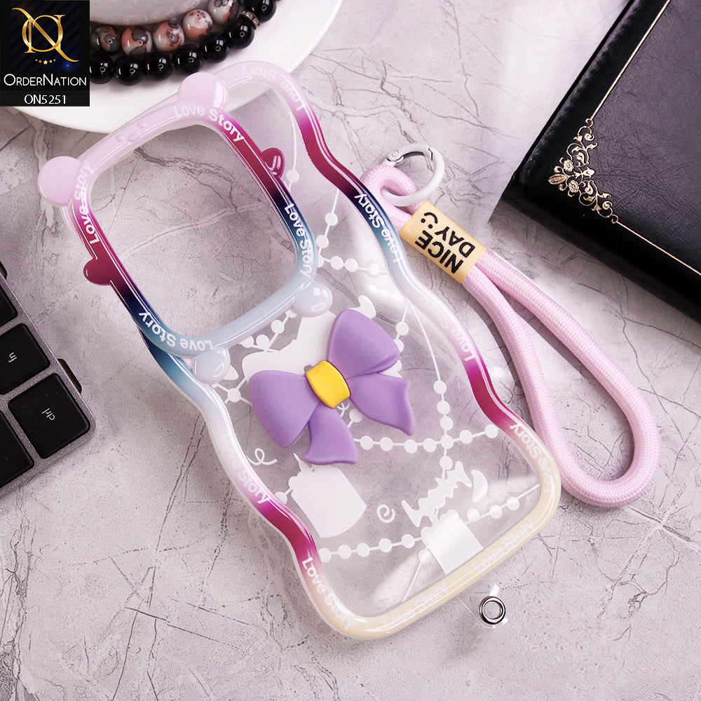 Xiaomi Redmi Note 13R Cover - Purple - New Love Story Cute 3D Bow Knot Soft Silicone Protective Case