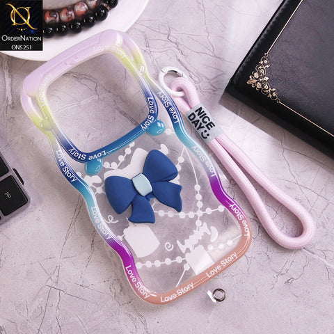 Xiaomi Redmi A3 Cover - Blue - New Love Story Cute 3D Bow Knot Soft Silicone Protective Case