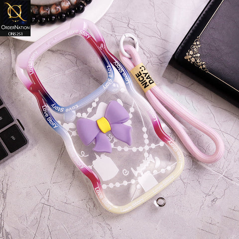 Xiaomi Redmi A3 Cover - Purple - New Love Story Cute 3D Bow Knot Soft Silicone Protective Case