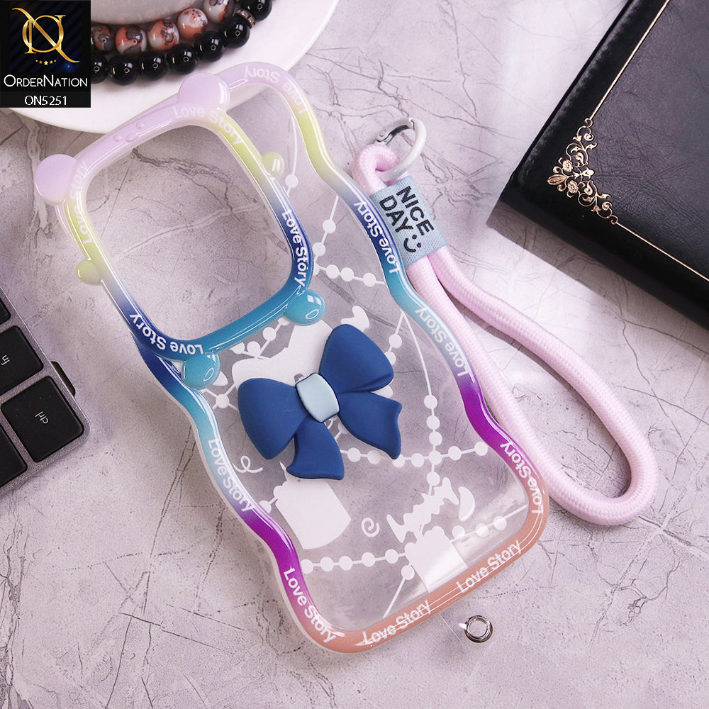 Xiaomi Redmi Note 13 Pro 4G Cover - Blue - New Love Story Cute 3D Bow Knot Soft Silicone Protective Case