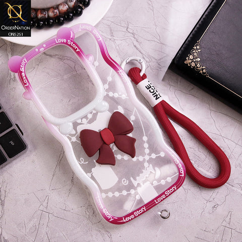 Xiaomi Redmi Note 13 Pro 4G Cover - Red - New Love Story Cute 3D Bow Knot Soft Silicone Protective Case