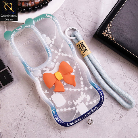 Oppo Reno 12 Cover - Orange - New Love Story Cute 3D Bow Knot Soft Silicone Protective Case