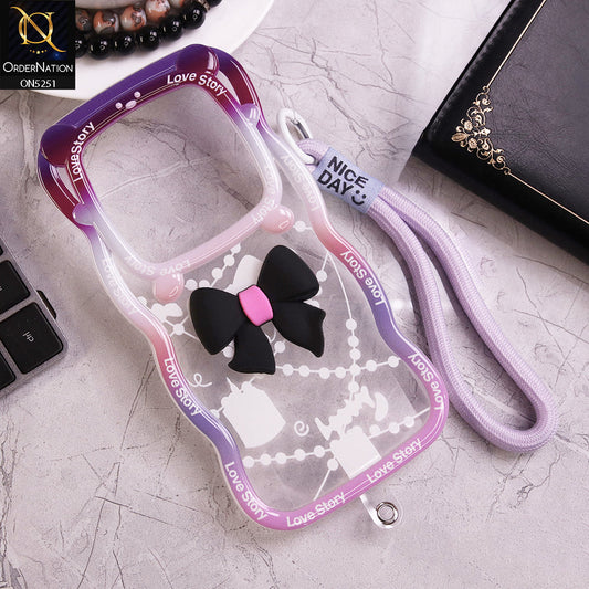 Oppo Reno 12F 4G Cover - Black - New Love Story Cute 3D Bow Knot Soft Silicone Protective Case