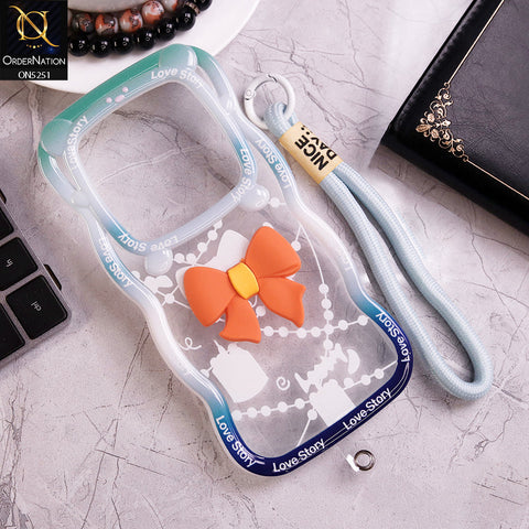 Oppo Reno 12F Cover - Orange - New Love Story Cute 3D Bow Knot Soft Silicone Protective Case