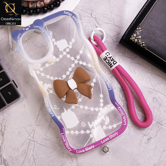 Samsung Galaxy A06 Cover - Brown - New Love Story Cute 3D Bow Knot Soft Silicone Protective Case