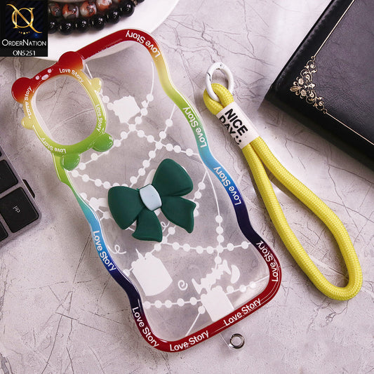 Samsung Galaxy A06 Cover - Dark Green - New Love Story Cute 3D Bow Knot Soft Silicone Protective Case