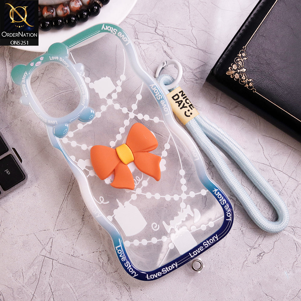 Samsung Galaxy A06 Cover - Orange - New Love Story Cute 3D Bow Knot Soft Silicone Protective Case