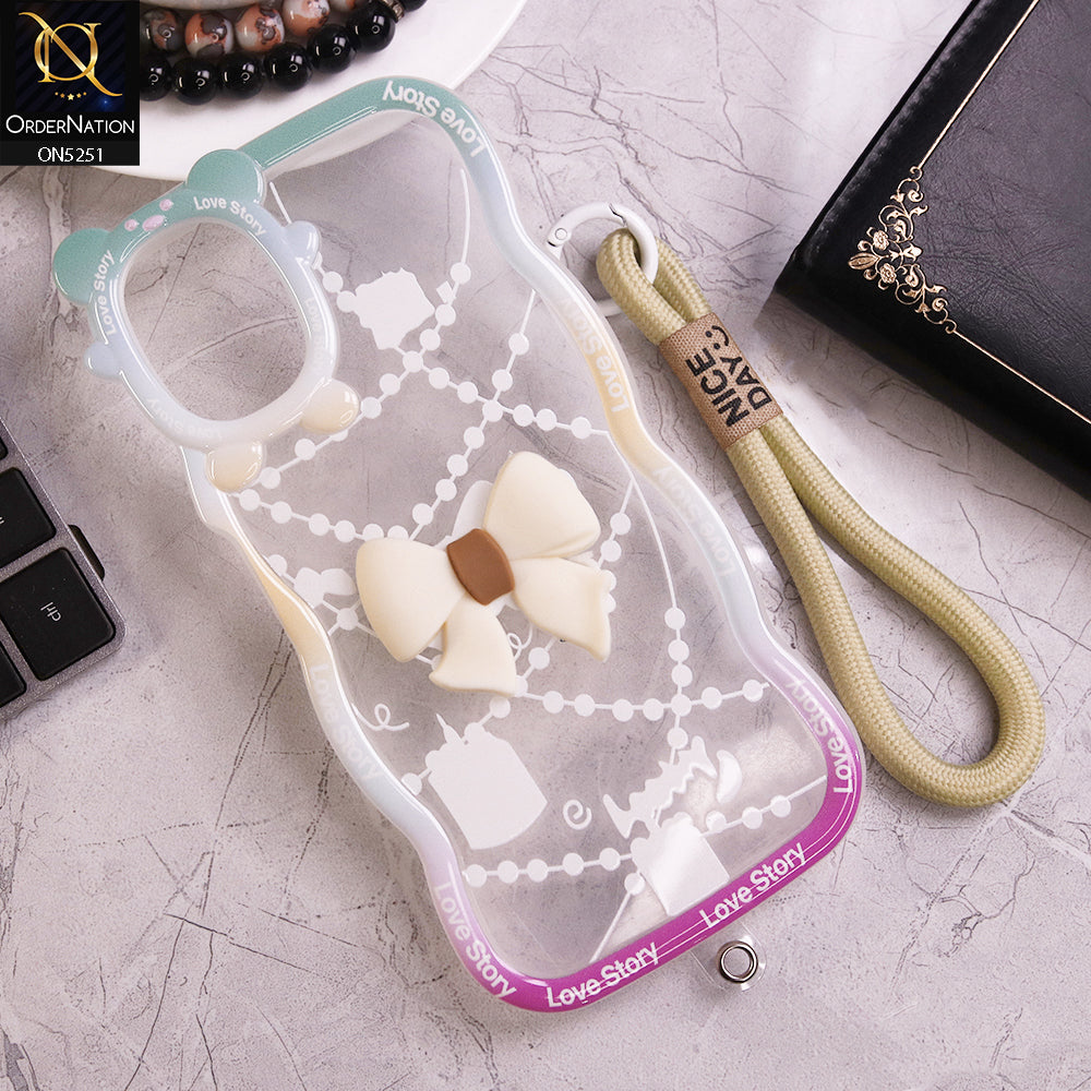 Samsung Galaxy A06 Cover - White - New Love Story Cute 3D Bow Knot Soft Silicone Protective Case