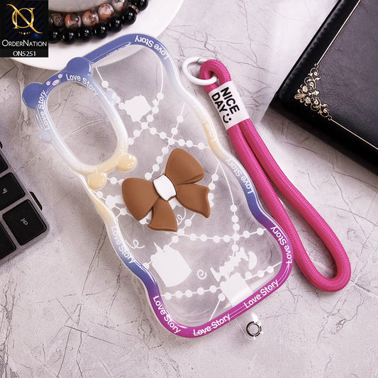 Samsung Galaxy A15 5G Cover - Brown - New Love Story Cute 3D Bow Knot Soft Silicone Protective Case