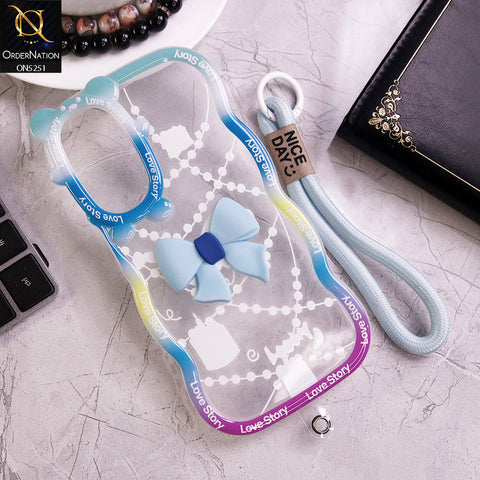 Samsung Galaxy A15 5G Cover - Cyan - New Love Story Cute 3D Bow Knot Soft Silicone Protective Case