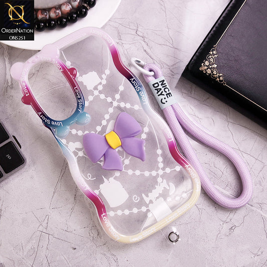 Samsung Galaxy A16 Cover - Purple - New Love Story Cute 3D Bow Knot Soft Silicone Protective Case