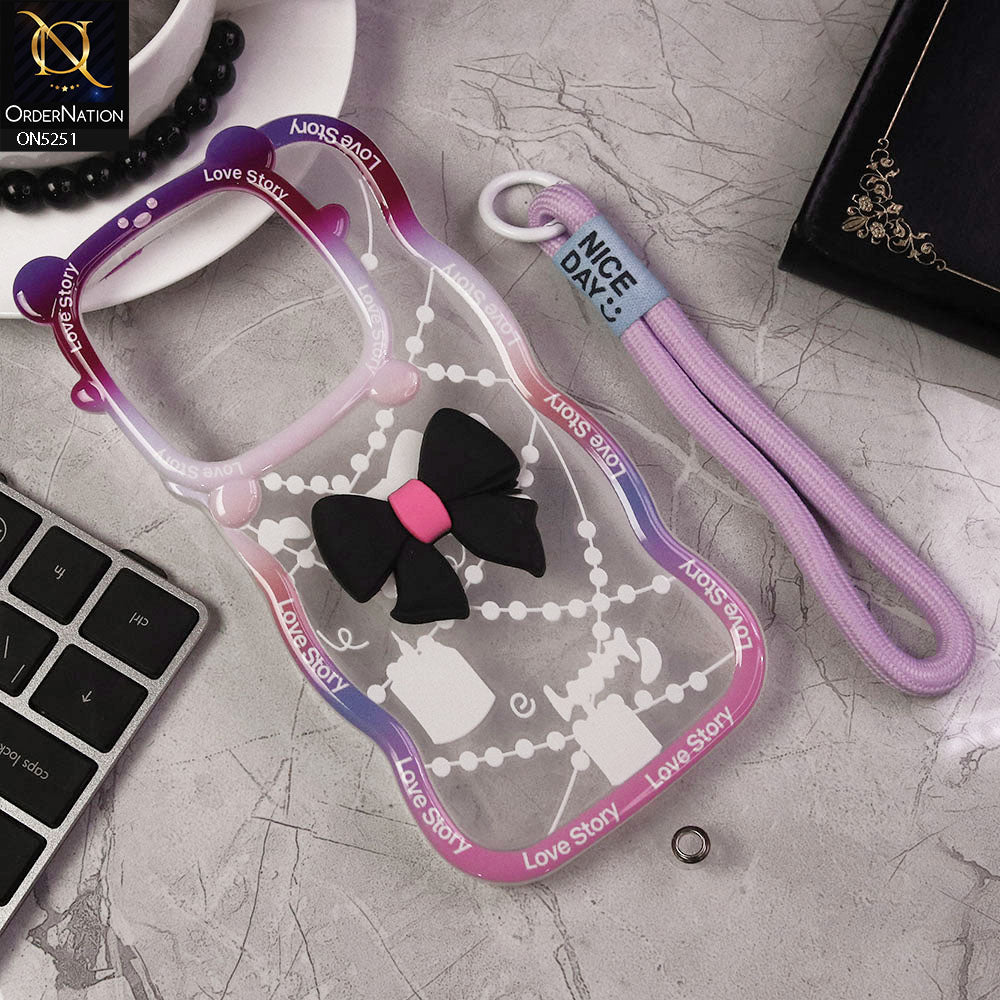 Infinix Smart 8 Cover - Black - New Love Story Cute 3D Bow Knot Soft Silicone Protective Case