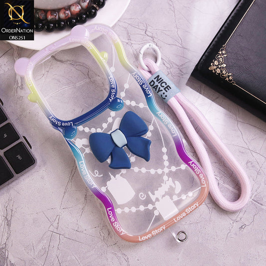 Infinix Smart 8 HD Cover - Blue - New Love Story Cute 3D Bow Knot Soft Silicone Protective Case