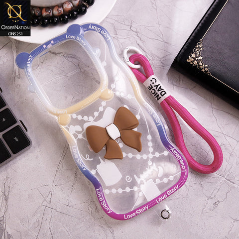 Infinix Hot 40i Cover - Brown - New Love Story Cute 3D Bow Knot Soft Silicone Protective Case