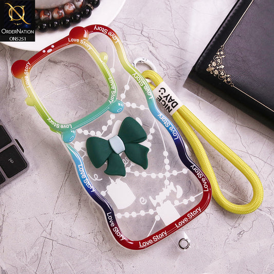 Infinix Smart 8 Plus Cover - Dark Green - New Love Story Cute 3D Bow Knot Soft Silicone Protective Case