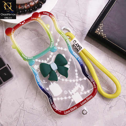 Tecno Spark 20C Cover - Dark Green - New Love Story Cute 3D Bow Knot Soft Silicone Protective Case