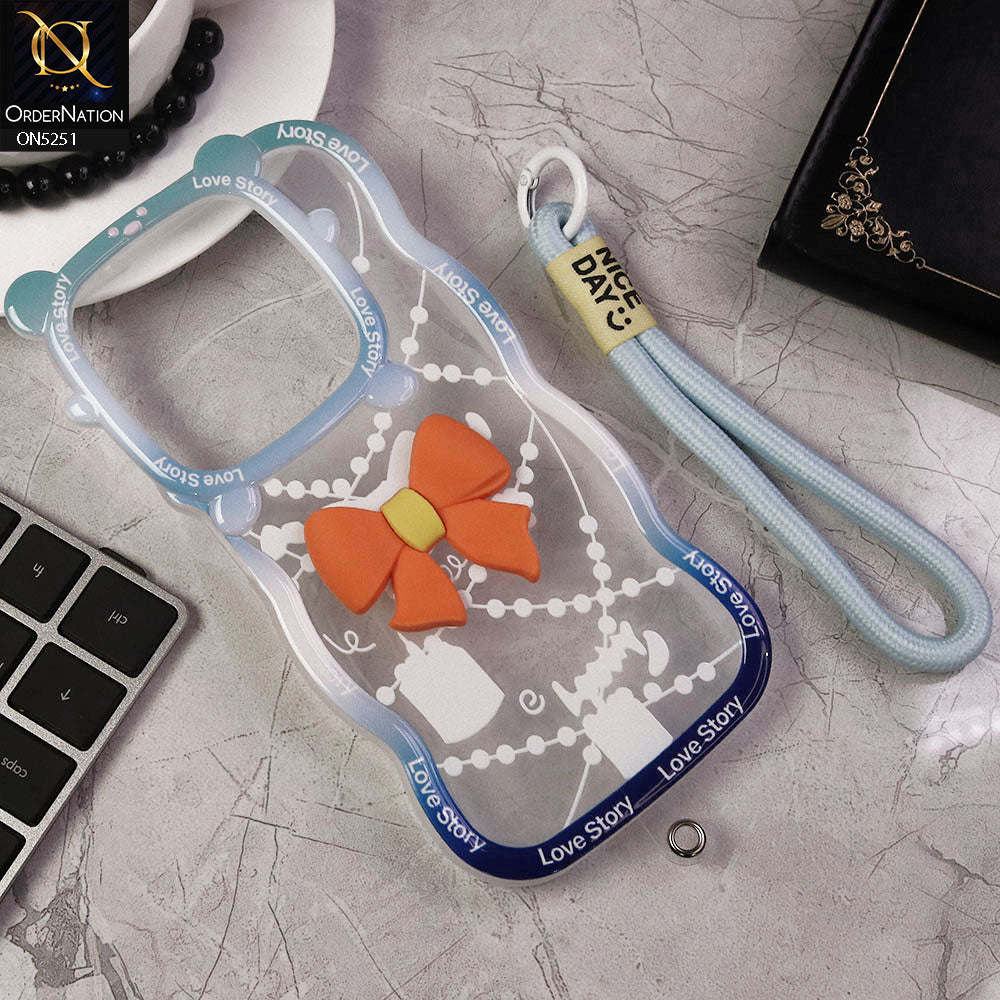 Tecno Spark 20C Cover - Orange - New Love Story Cute 3D Bow Knot Soft Silicone Protective Case