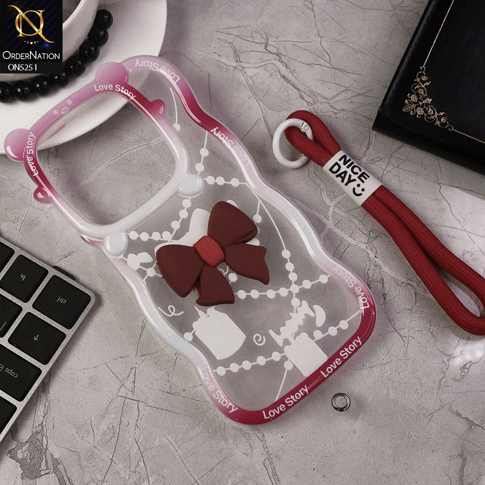 Infinix Smart 8 HD Cover - Red - New Love Story Cute 3D Bow Knot Soft Silicone Protective Case