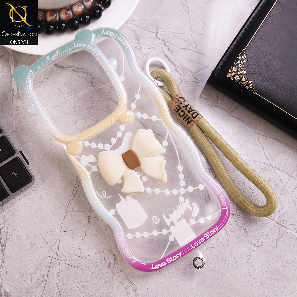 Infinix Smart 8 Plus Cover - White - New Love Story Cute 3D Bow Knot Soft Silicone Protective Case