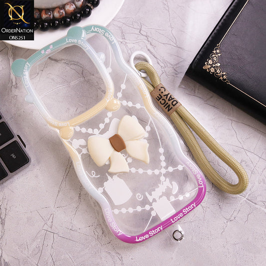 Tecno Spark 20C Cover - White - New Love Story Cute 3D Bow Knot Soft Silicone Protective Case