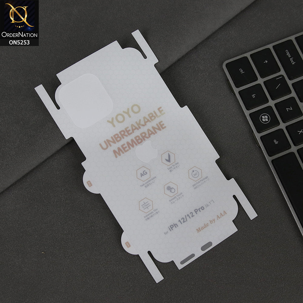 iPhone 12 Sheet - Transparent - YOYO Unbreakable Membrane Shiny Film Back Protector Sheet