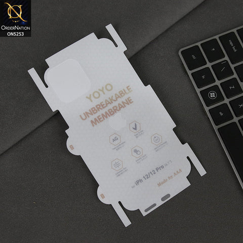 iPhone 12 Sheet - Transparent - YOYO Unbreakable Membrane Shiny Film Back Protector Sheet
