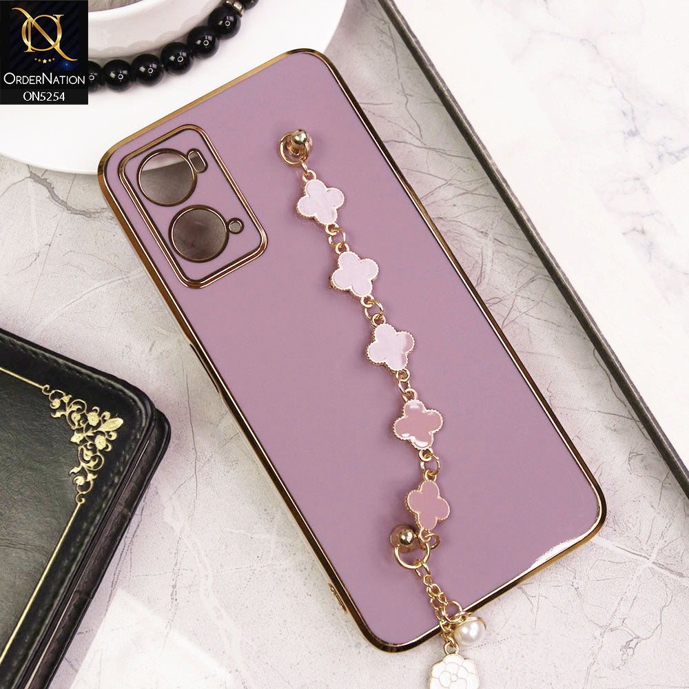 Oppo A36 Cover - Lilac - New Gloss Shiny Soft Protective Case With Chain Holder