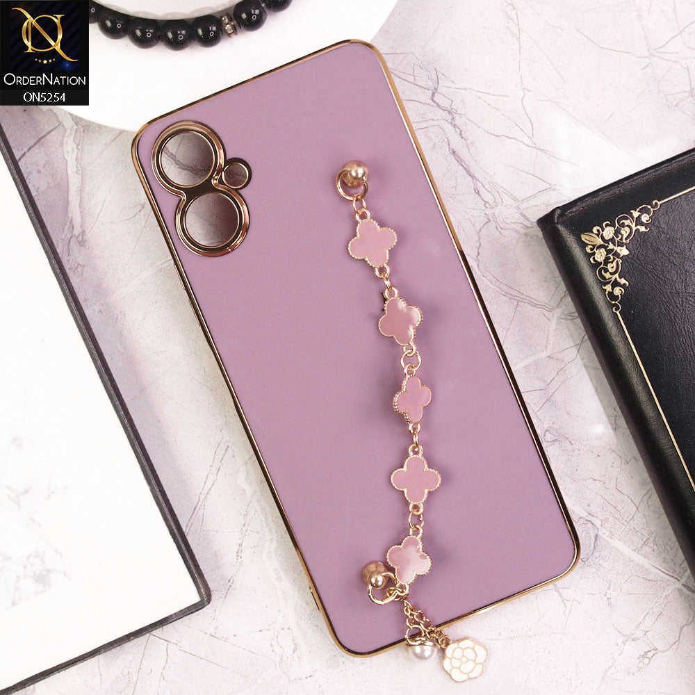 Tecno Camon 19 Neo Cover - Lilac - New Gloss Shiny Soft Protective Case With Chain Holder