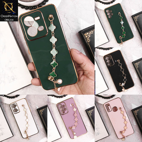 Infinix Note 12 VIP Cover - Dark Green - New Gloss Shiny Soft Protective Case With Chain Holder