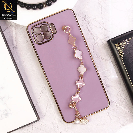 Oppo F17 Pro Cover - Lilac - New Gloss Shiny Soft Protective Case With Chain Holder